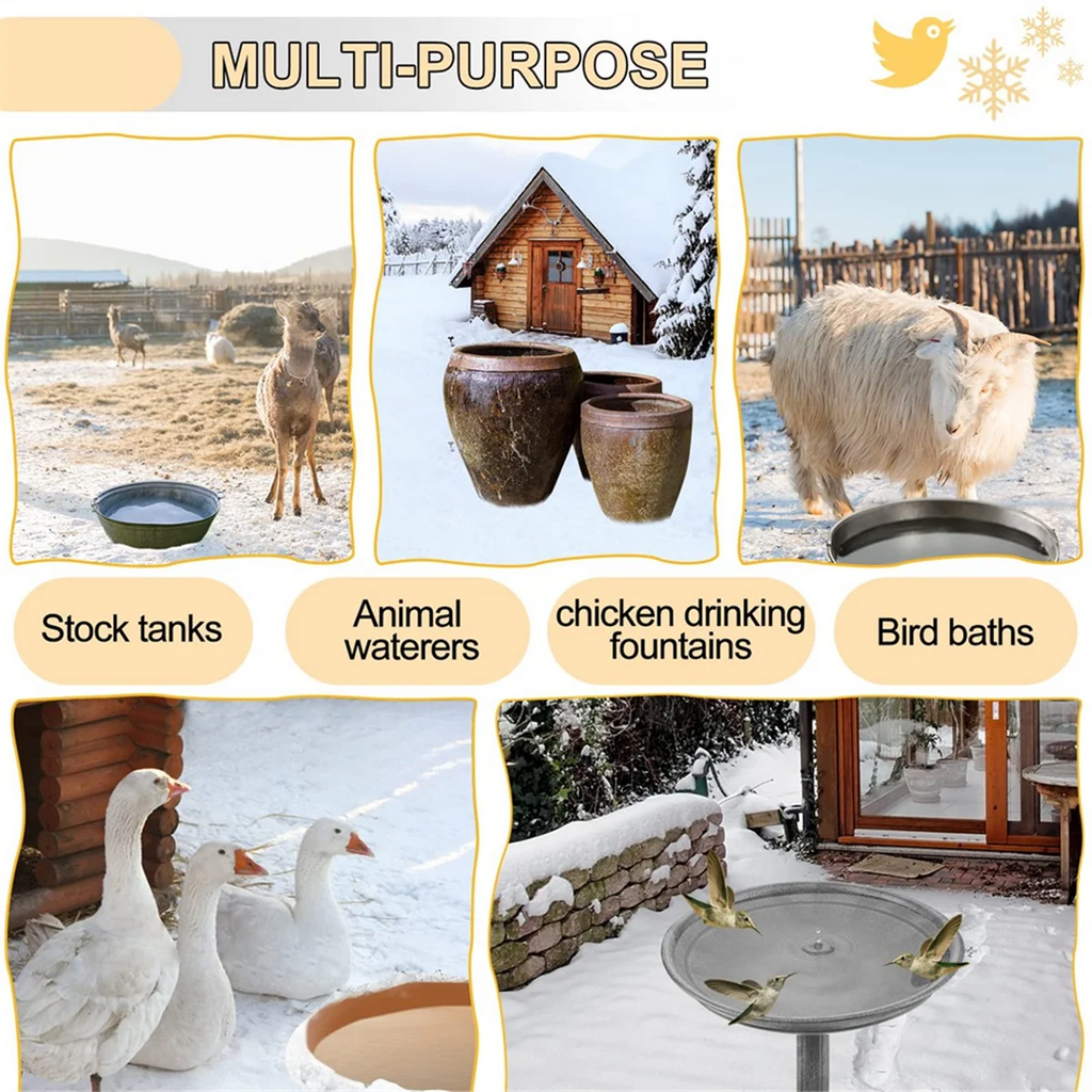 A59T Stronger Power 60W Bird Bath Heater, Birdbath Deicer with Thermostatically Controlled & Auto Shut US Plug