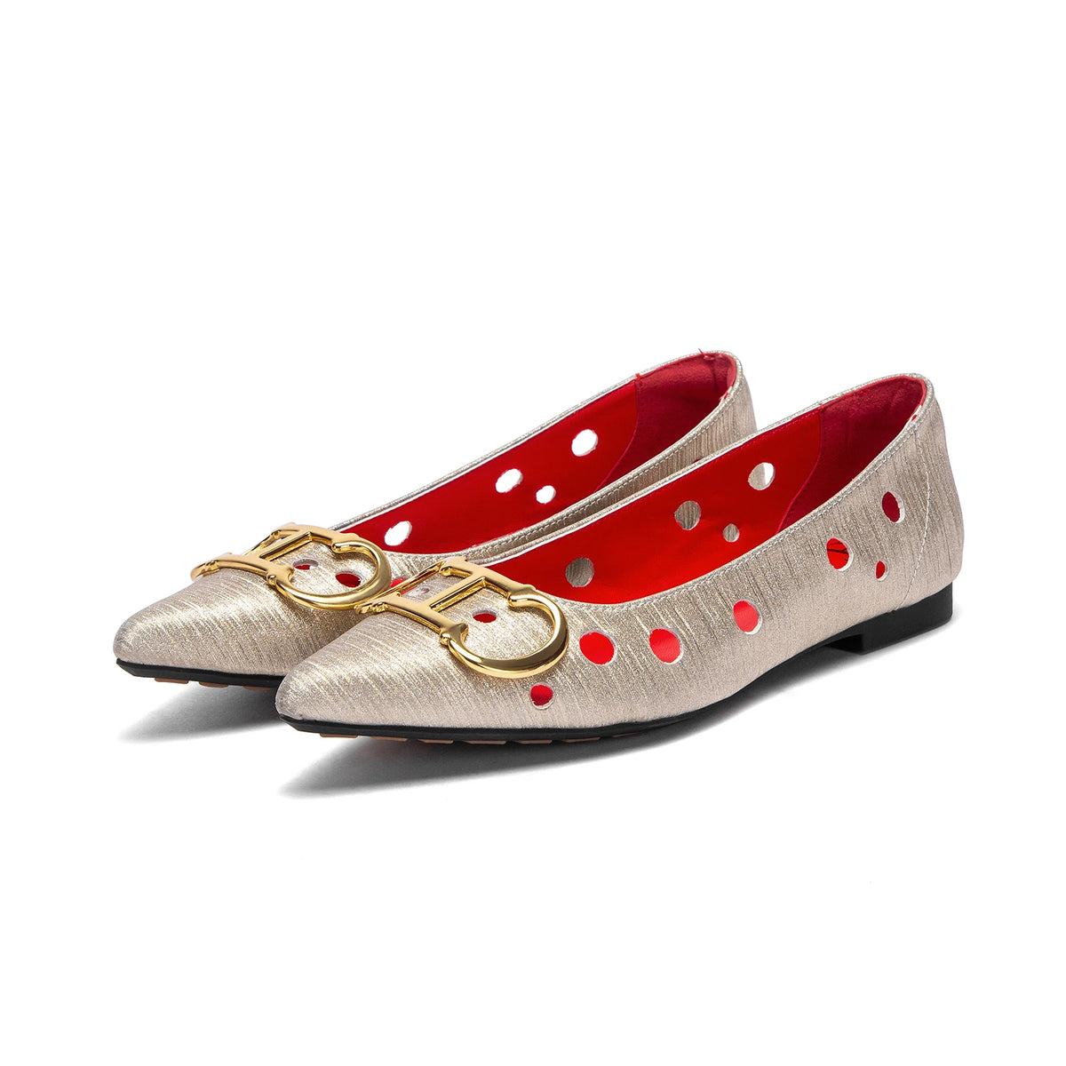 CHCH Damen Ballerinas 2025 Neuheiten, spitze Damenschuhe mit Lochdesign, einfach, rutschfest