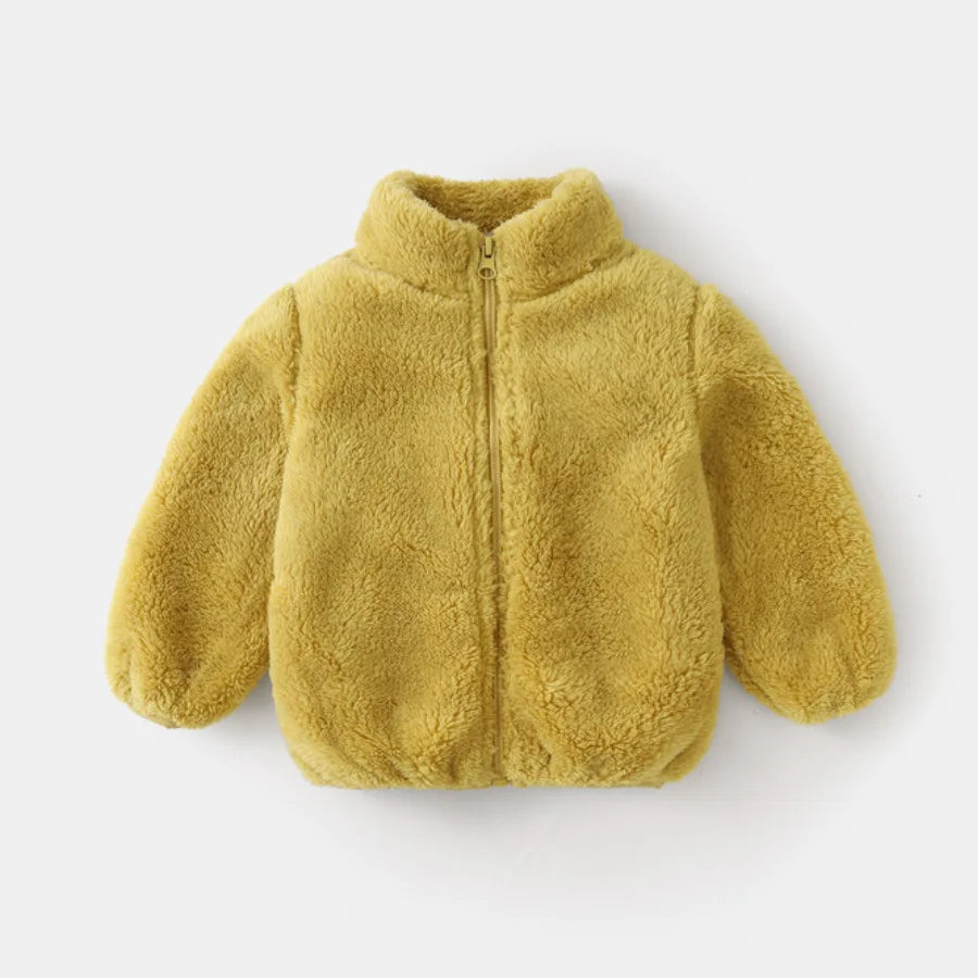 Jungen Mädchen Einfarbige Oberbekleidung Neuer Stil Mode Lässige Plüschmäntel Einfache Mode Kleidung Lässige Herbst Winter Jacke für Kinder