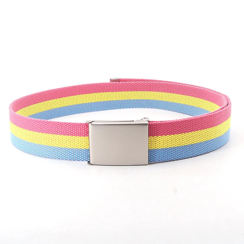 3.8cmX120cm Rainbow Striped Belt Unisex Luxury Brand Design High Quality Slim Belt Fashion Casual Jeans Dress Accessories