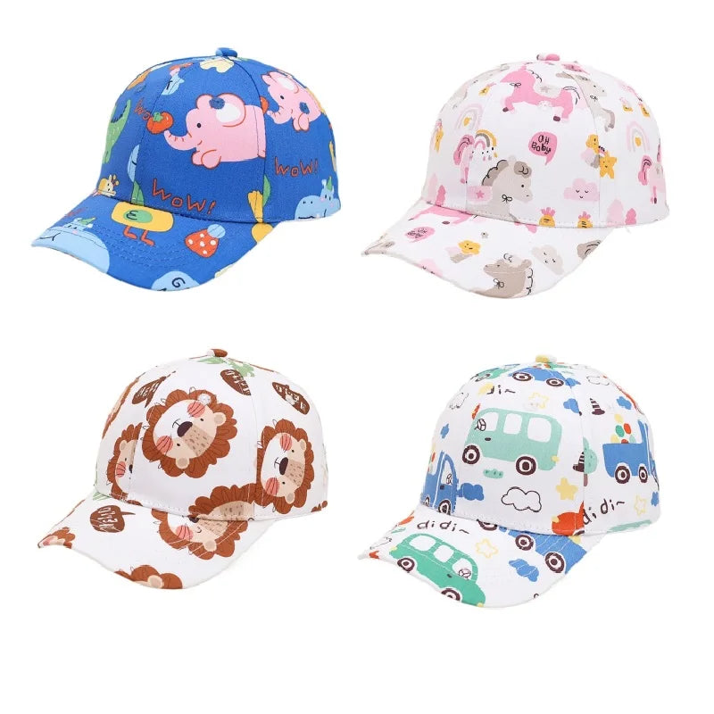 Summer Baby Snapback Hat Cartoon Baby Girls and Boys Visor Cap Outdoor Children Baseball Cap Toddler Sun Hats for Kids