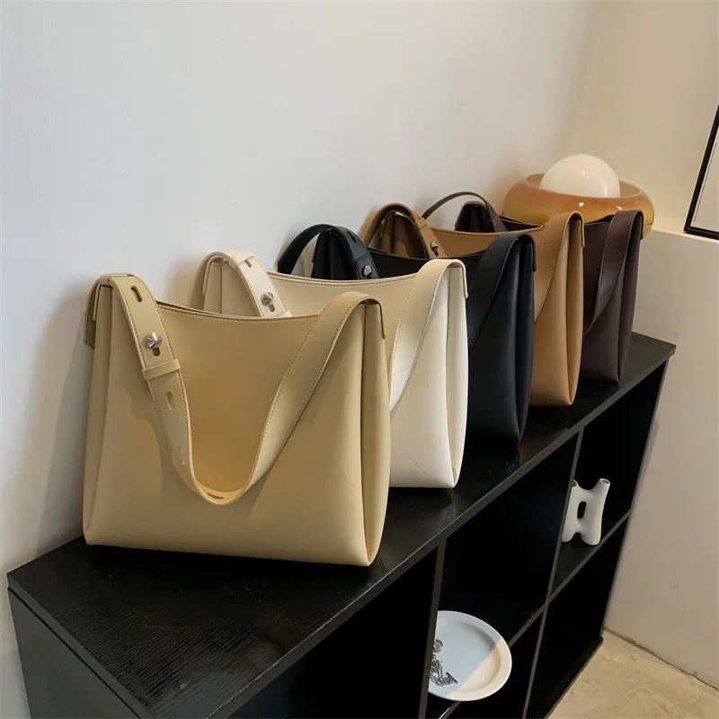 Fashion Leather Tote Bag for Women 2026 Trends Female Simple Large High Capacity Shoulder Side Bag Handbags and Purses Women Bag