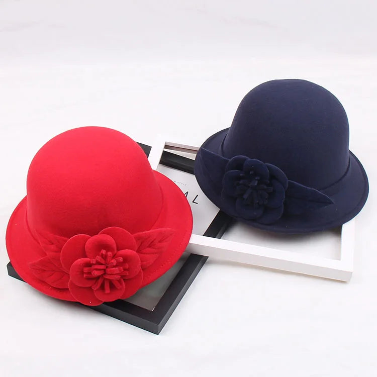 2025 Autumn and Winter New Woolen Hat for Women, Three-dimensional Big Flower Fashion Hat, Temperament Top Hat