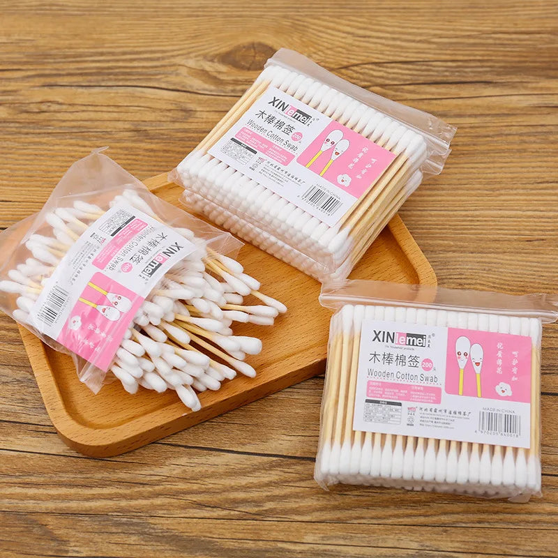 100 Stk./Beutel Einweg-Baby-Wattestäbchen Make-up-Kosmetik-Spitzen für Mädchen Wattestäbchen-Stab Wattestäbchen Wattestäbchen-Applikator-Stange