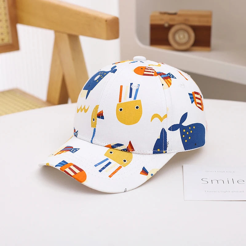 Summer Baby Snapback Hat Cartoon Baby Girls and Boys Visor Cap Outdoor Children Baseball Cap Toddler Sun Hats for Kids