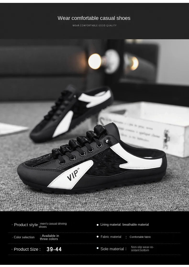 Trendy Half Slippers Flat Casual Shoes for Men Classic Summer Slippers Man's Flats Concise Men's Sneakers Slip-on Male Slippers