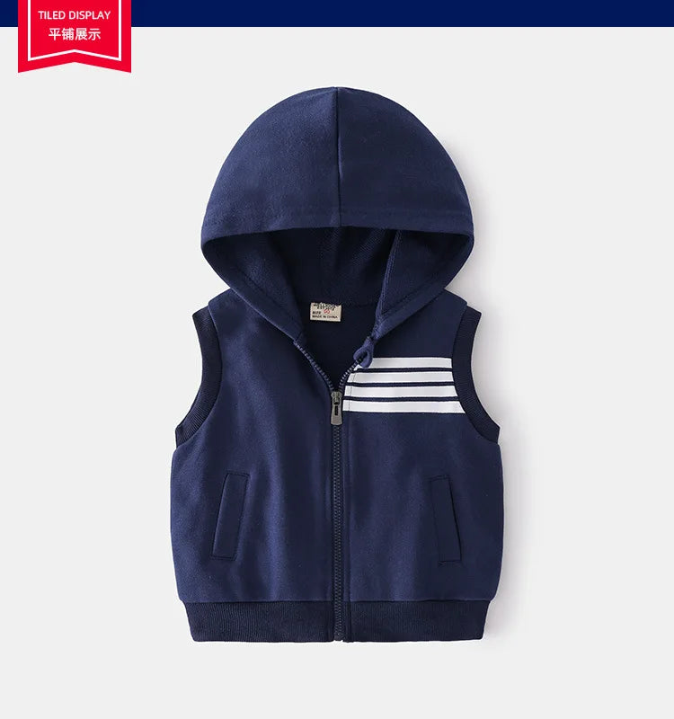 Striped Boys Waistcoat Toddler Sleeveless Hoodies Kids Vest Jacket Children's Clothes