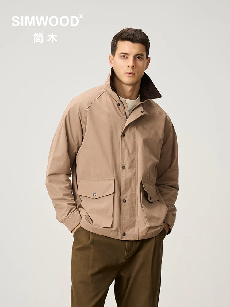 SIMWOOD 2025 Autumn New Oversize Water Repellent Jacket Men Washed Vintage Coats Plus Size Quality Clothes