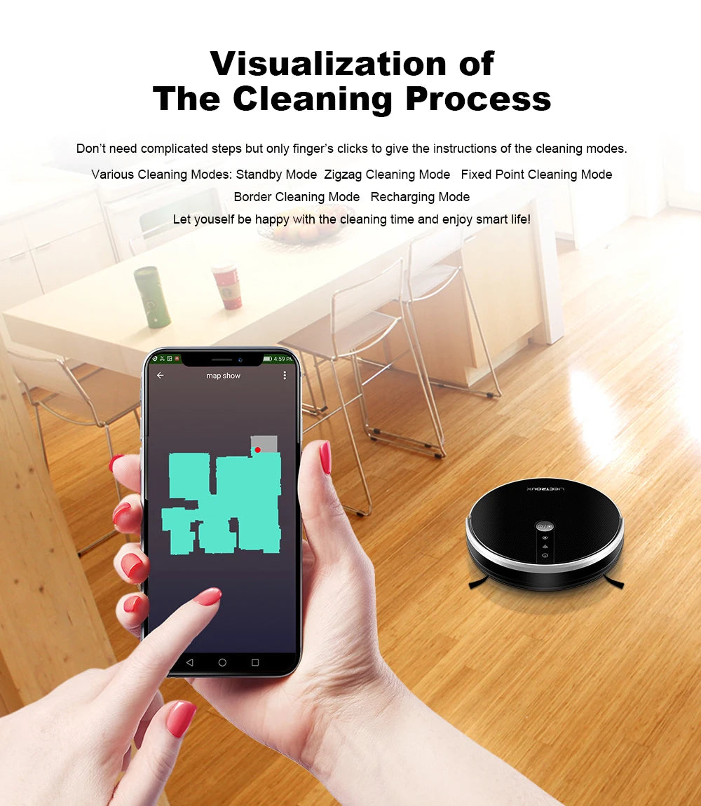 LIECTROUX C30B Robot Vacuum Cleaner AI Map Navigation,Smart Partition,WiFi App,6000Pa Suction,Dry and Wet Mopping,Disinfection