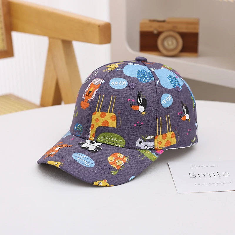 Summer Baby Snapback Hat Cartoon Baby Girls and Boys Visor Cap Outdoor Children Baseball Cap Toddler Sun Hats for Kids