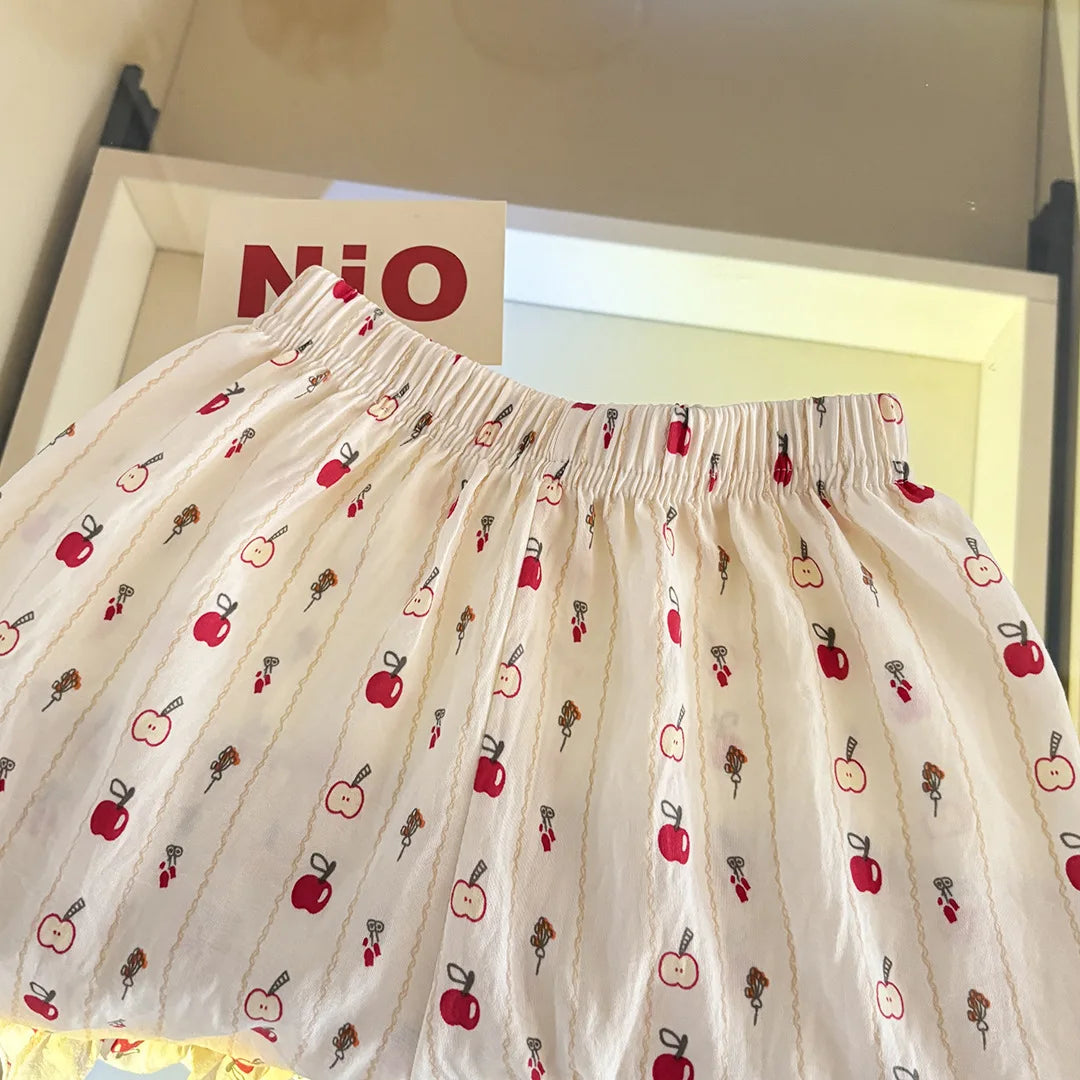 2PCS/set Sleeveless Princess Top +Pants With Floral Print Summer Thin Outfit For Baby Girls Cute Clothing