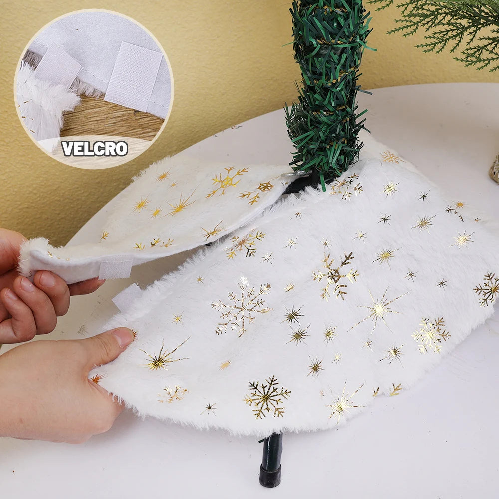 38/60cm Christmas Tree Skirt White Plush Xmas Tree Skirts Gold Silver Snowflake Plush Carpets Home New Year Party Decorations