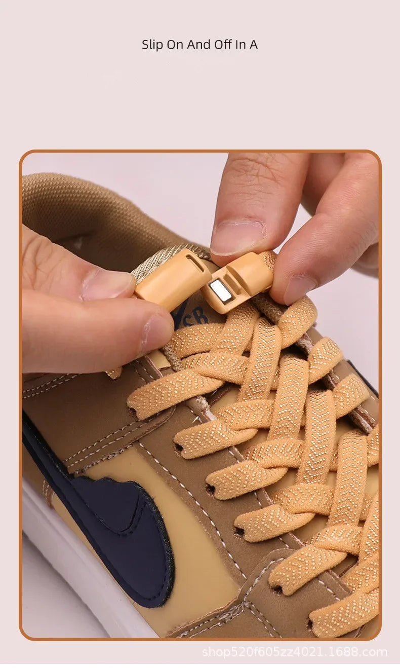 No Tie Shoe Laces Magnetic Shoelaces Without Ties Colorful Lock Elastic Laces Sneakers for Kids Adult Flat Shoelace Rubber Bands