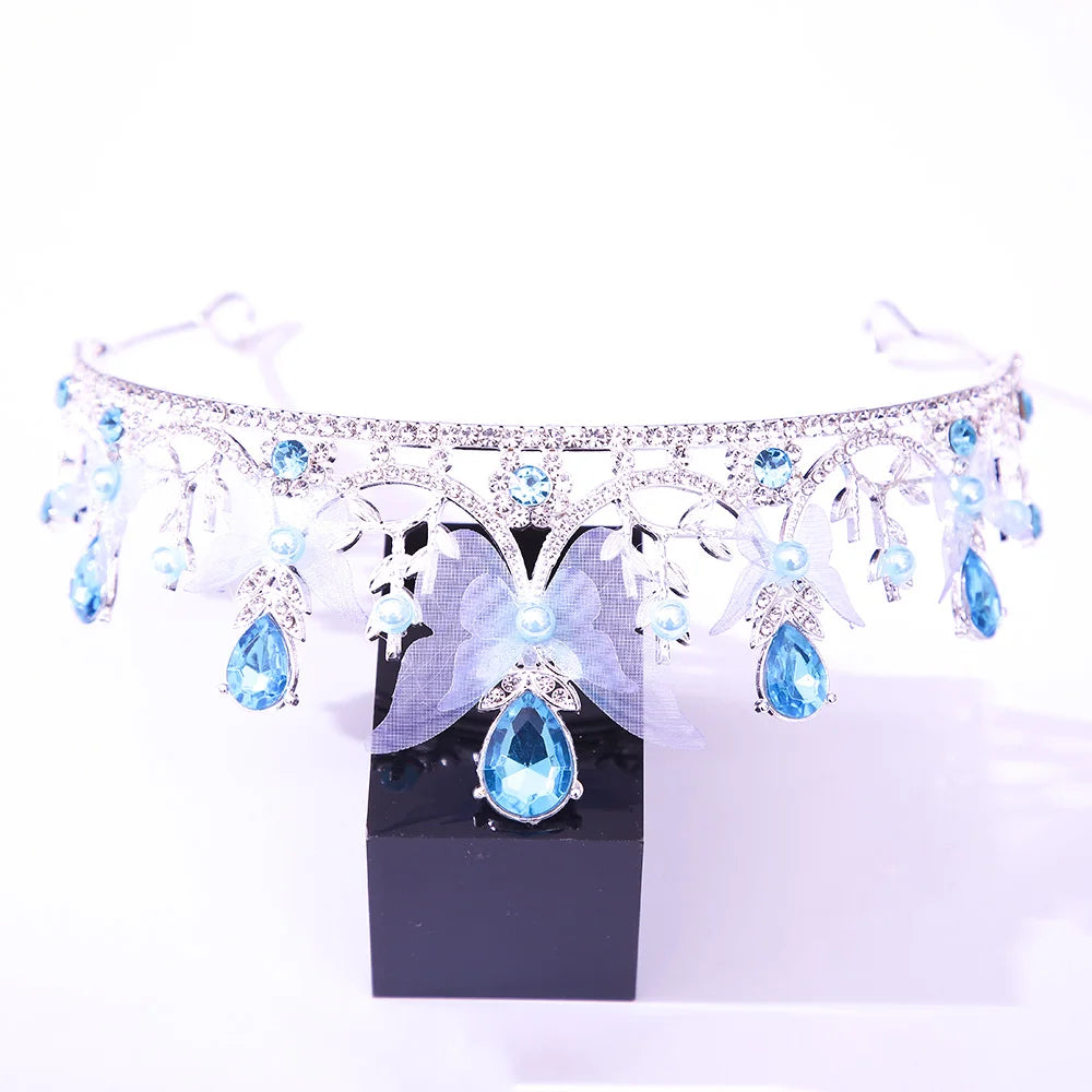 KMVEXO Süße Schmetterlingskronen Ozean-Stil Kostüm Kristall-Tiaras für Frauen Mädchen Prinzessin Geburtstagsparty Strand Haarschmuck