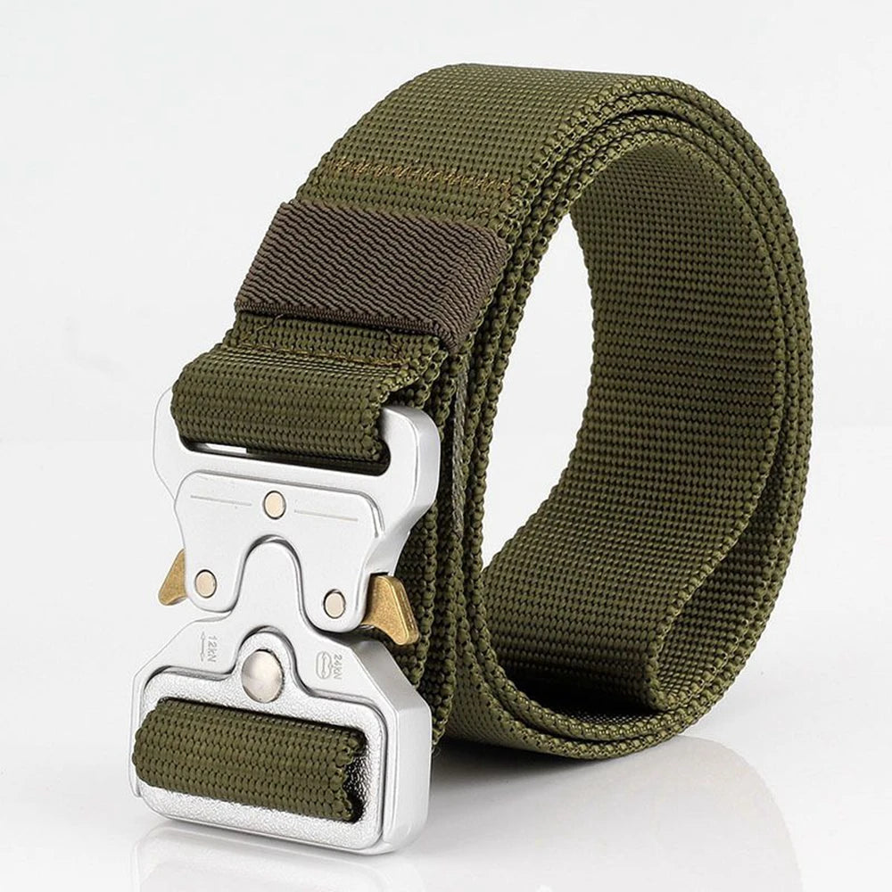 38mm Tactical Belt for Men Heavy Duty Nylon Waist Belt with Silver Buckle Unisex Designer Jeans Belt for Women