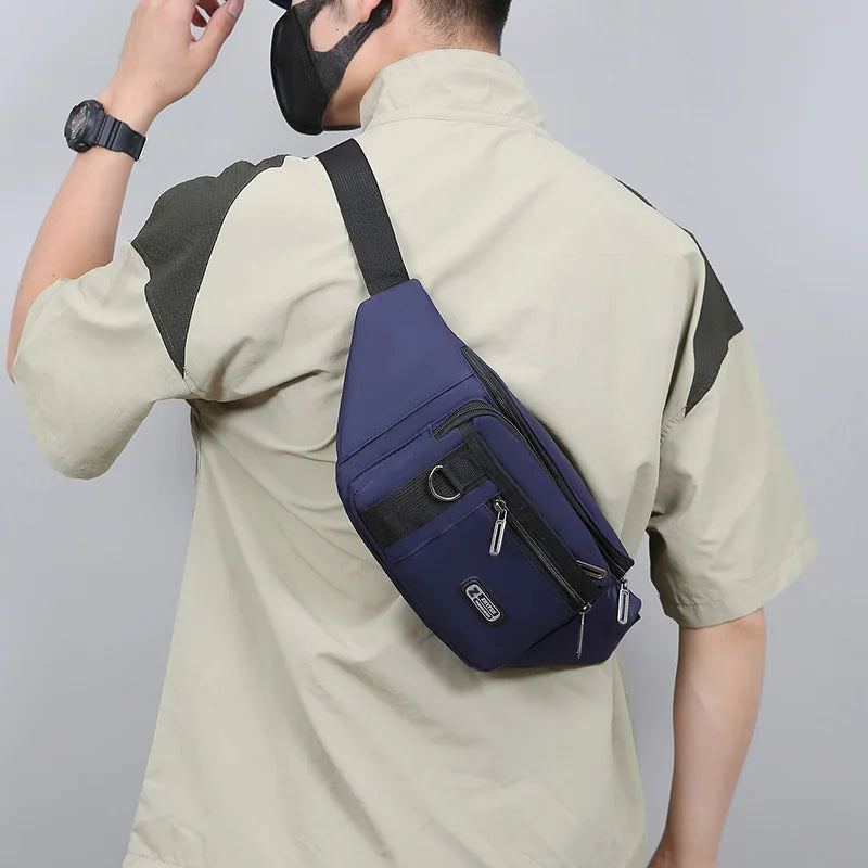 Unisex Multifunctional Waist Packs Large Capacity Waterproof Nylon Business Pack Trendy Crossbody Chest Bag for Travel Work