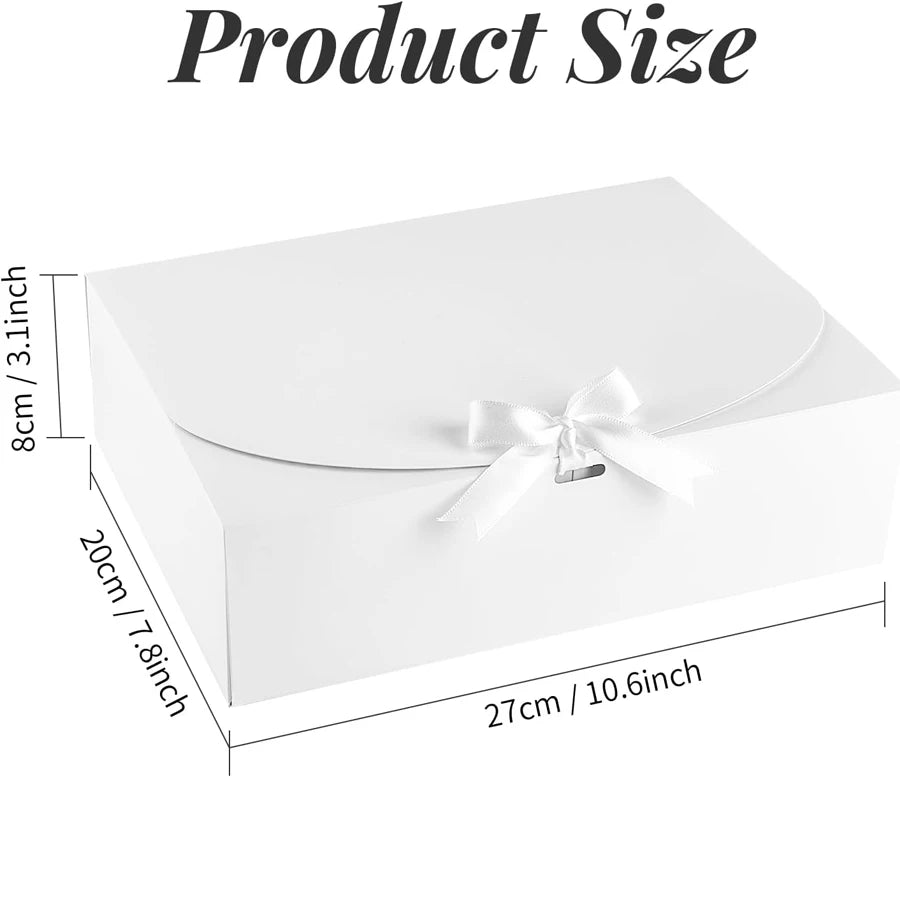 6PCS Large White Gift Box, 27x20x8cm Luxury Wedding Christmas Gift Box for Groomsman Proposal, Birthday Halloween Packaging