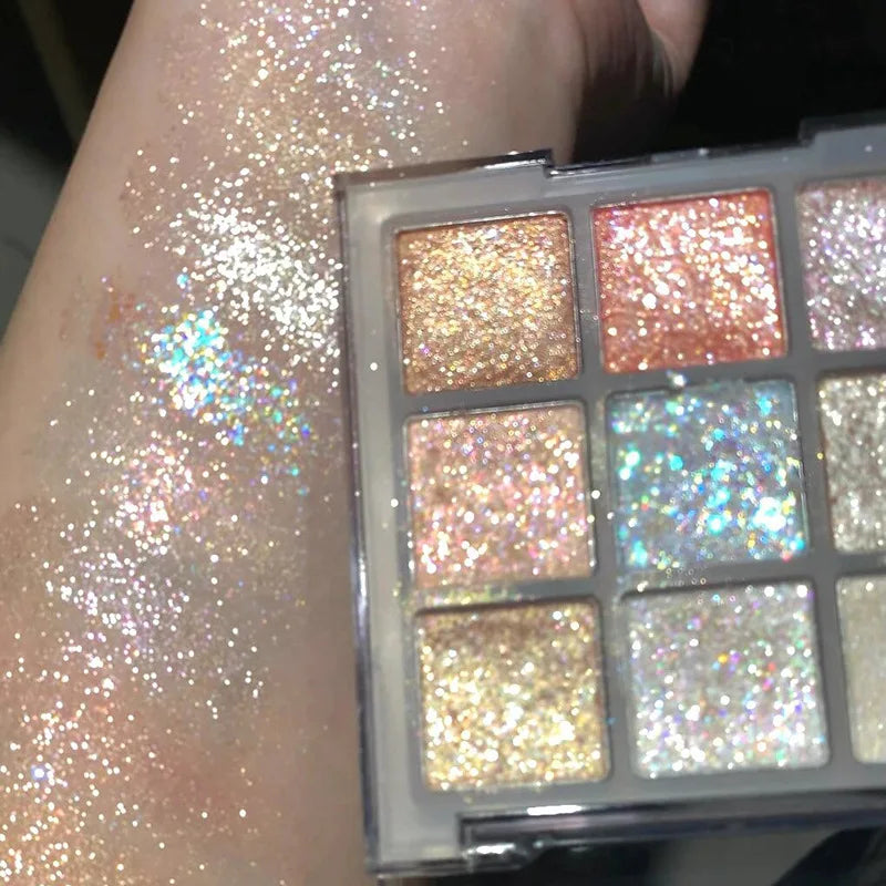 Full Pearlescent Eyeshadow Palette Sparkling Sequin Earth Blue Purple Shimmer Highlight Metallic Eye Shadow Glitter Eye Pigments