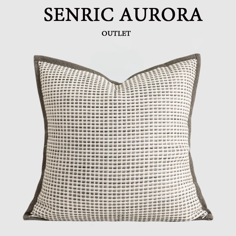 Design Luxury Cushion Cover 30x50 45x45 60x60cm Taupe Linen Woven Edged Square Pillowcase For Home Hotel Bed Living Room Sofa
