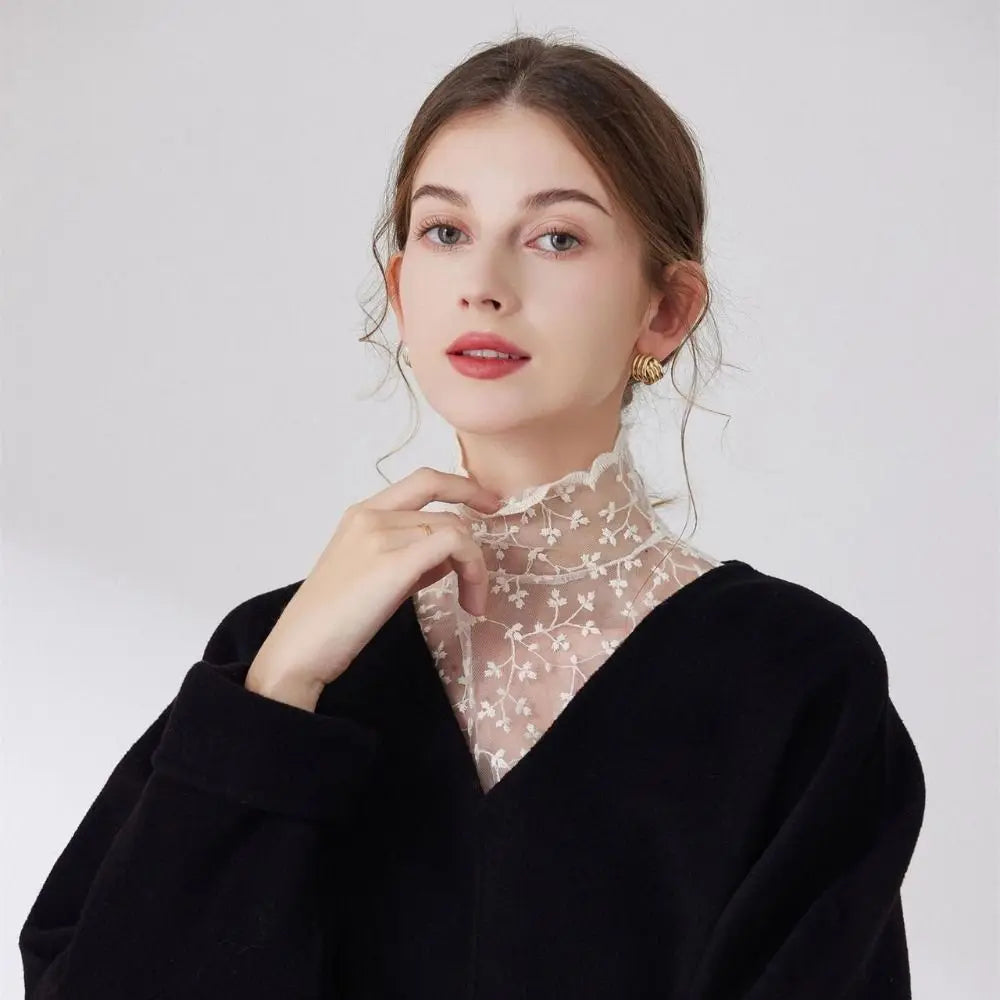 Cute Petal Fake Collar Black Lace False Collar Detachable Lapel Clothes Accessories Women