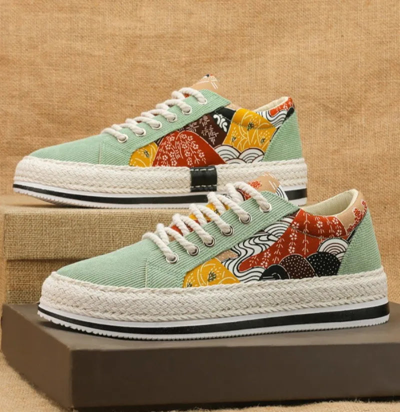 Trend Low-Top Canvas Shoes Mens Summer Fashion Trend Platform Sneakers Comfortable Breathable Casual Shoes Zapatos para hombres