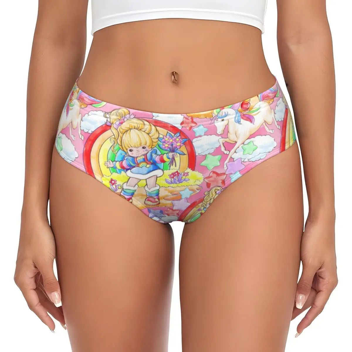 Custom Womens Cartoon Cute R-Rainbows B-Brite Anime Panties Comfort Briefs Underwear