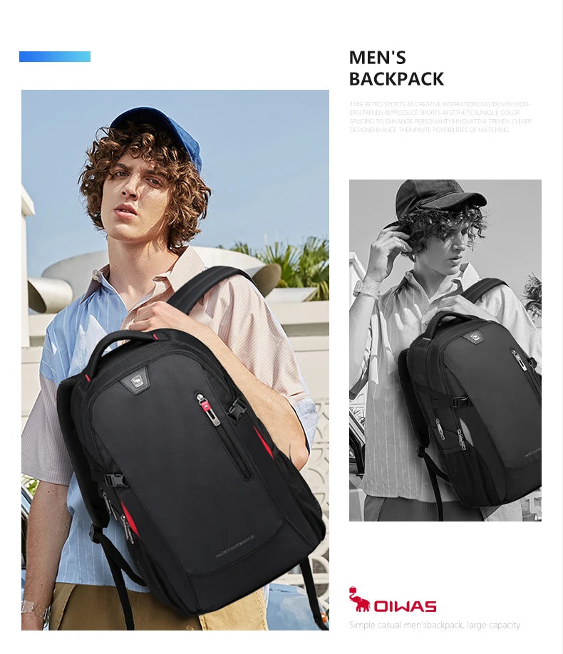 OIWAS Men's backpack For 15.6 Laptop Inch School Bags  Waterproof Nylon 29L Casual Shoulder Bagpack Travel Teenage Mochila