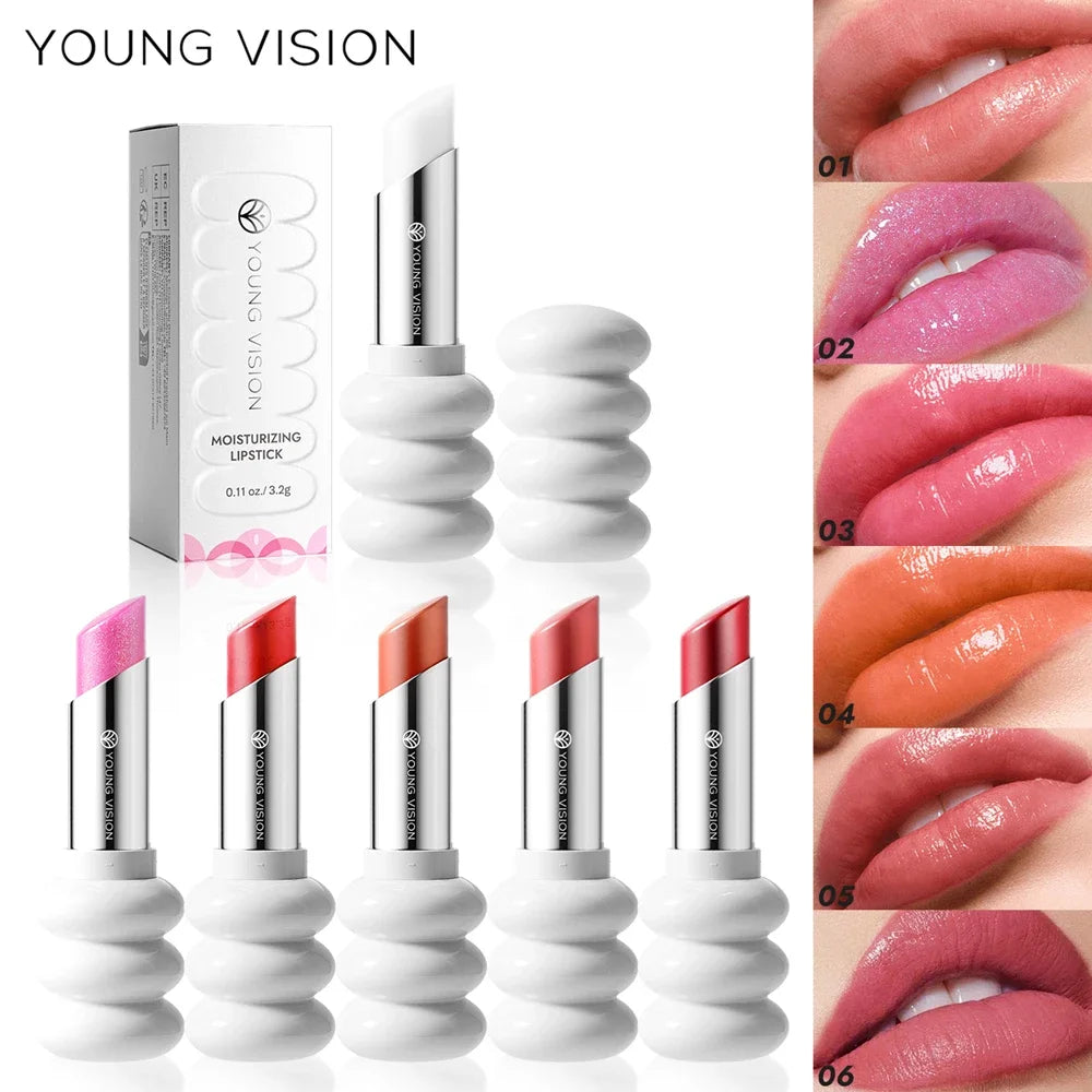 YOUNG VISION 6 Farben Feiner Schimmer Pflegender Leichter Lippenstift Lang anhaltende Farben Leicht aufzutragender feuchtigkeitsspendender Lippenstift