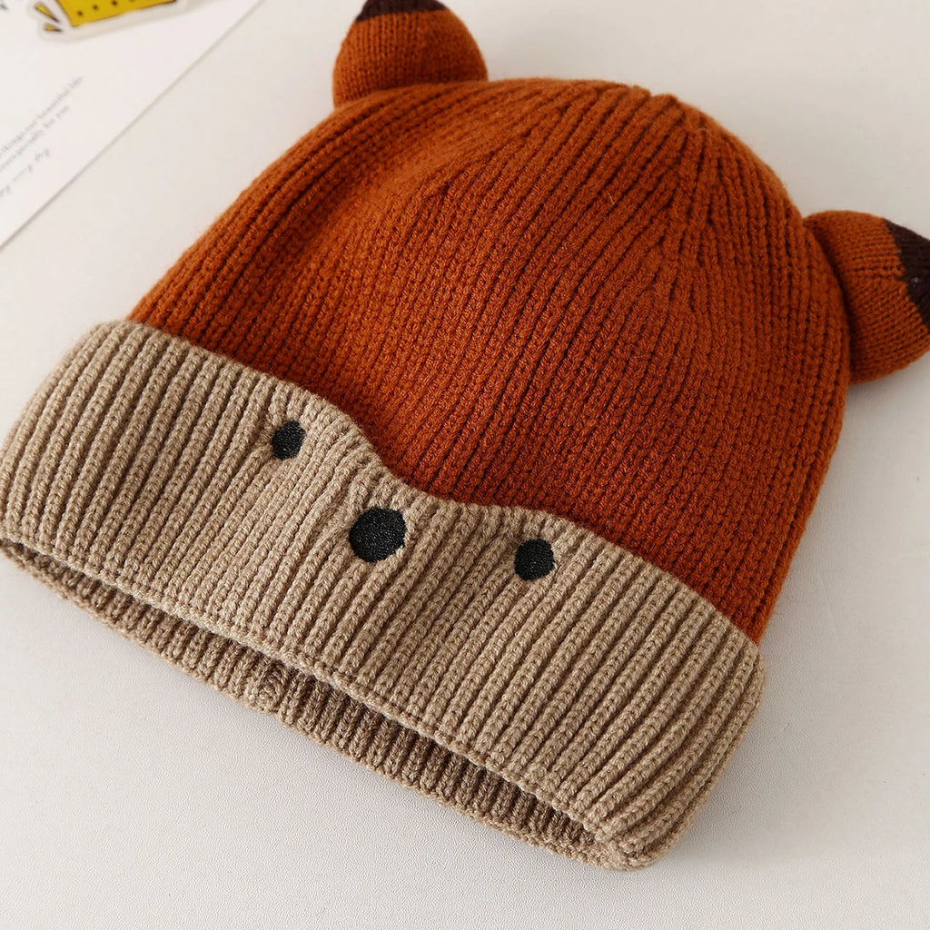 Cute Cartoon Beanie Baby Winter Warm Knitted Hat 3-12Month Newborn Ear Protection Pullover Cap Children Woolen Crochet Bonnet
