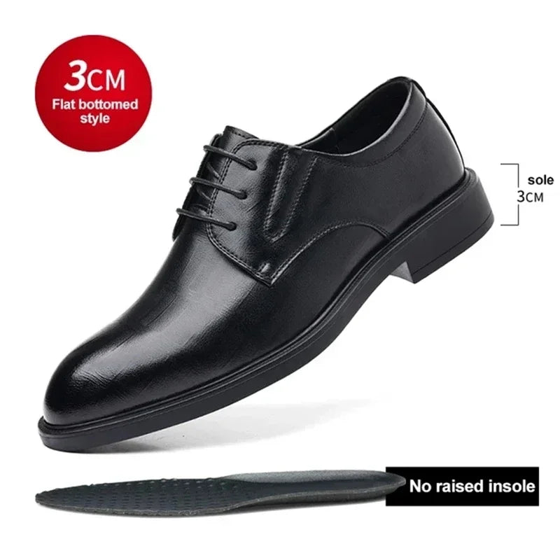 3/6/8 CM Elevator Shoes Men Dress Shoes Black Soft Leather Men Heighten Formal 1 Casual Business Men Oxfords Suit 2