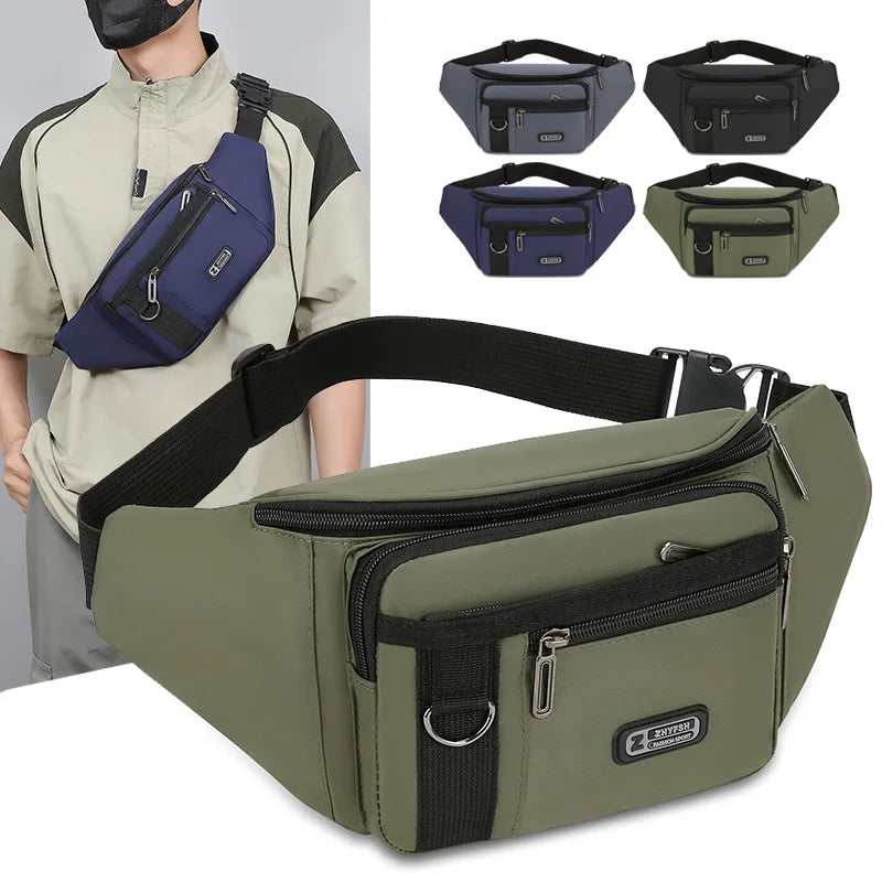 Unisex Multifunctional Waist Packs Large Capacity Waterproof Nylon Business Pack Trendy Crossbody Chest Bag for Travel Work