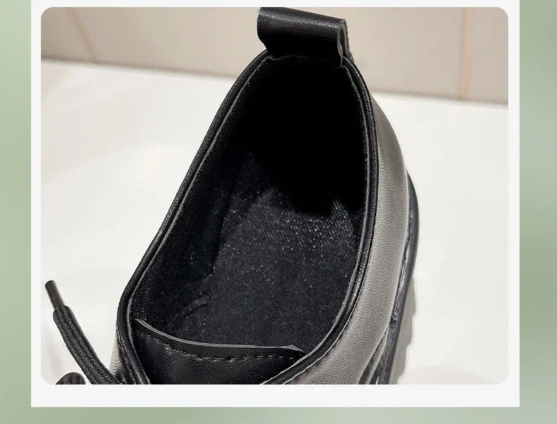 Gothic Chunky High Heels Loafers for Woman New Leather Platform Loafers Female Solid Color Thick Heeled Lolita Shoes 2024