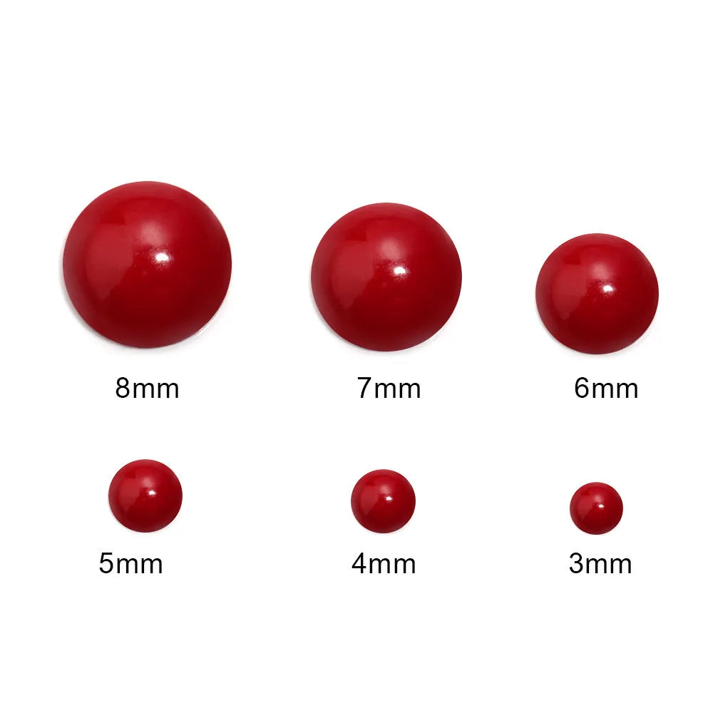 1-10Pcs Red Coral Cabochon Beads Round Shape Natural Cabochon Beads for DIY Jewelry Making Bracelets Necklace Rings Accessories