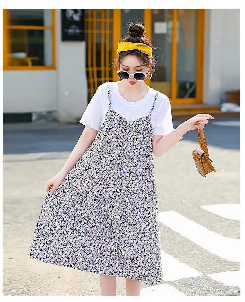 Maternity Dress Summer New Floral Dress Korean Version Casual Fashion Mom Loose Fresh Summer Dress Thin Pregnancy Dresses