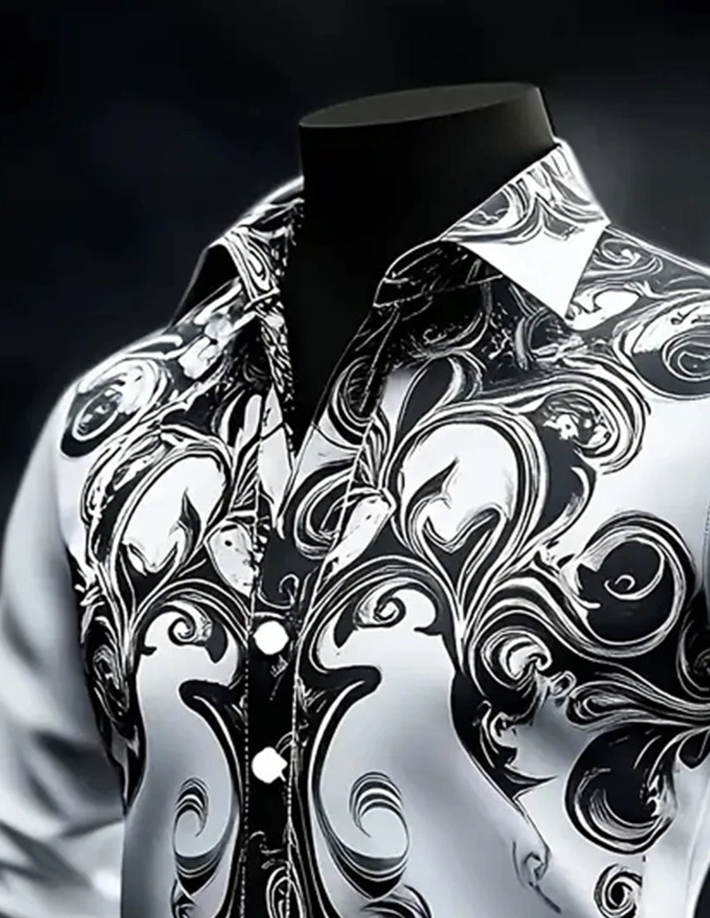 Men's Retro Geometric Scroll Halloween Costume Long-Sleeve Button-Down Shirt Casual Dress Shirt Dark Gothic Style Vacation Daily