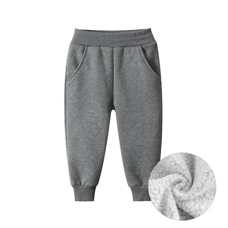 Pantalones de chándal gruesos y cálidos de felpa de invierno para bebé niño de 2 a 8 años, pantalones deportivos para niños pequeños