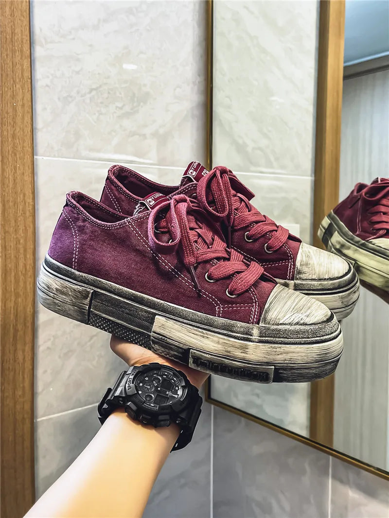 Schwarze Four Seasons Herren Stoffschuhe Modisch retro Make dirty style Freizeit Outdoor Party Street walking Jugend Schuhe