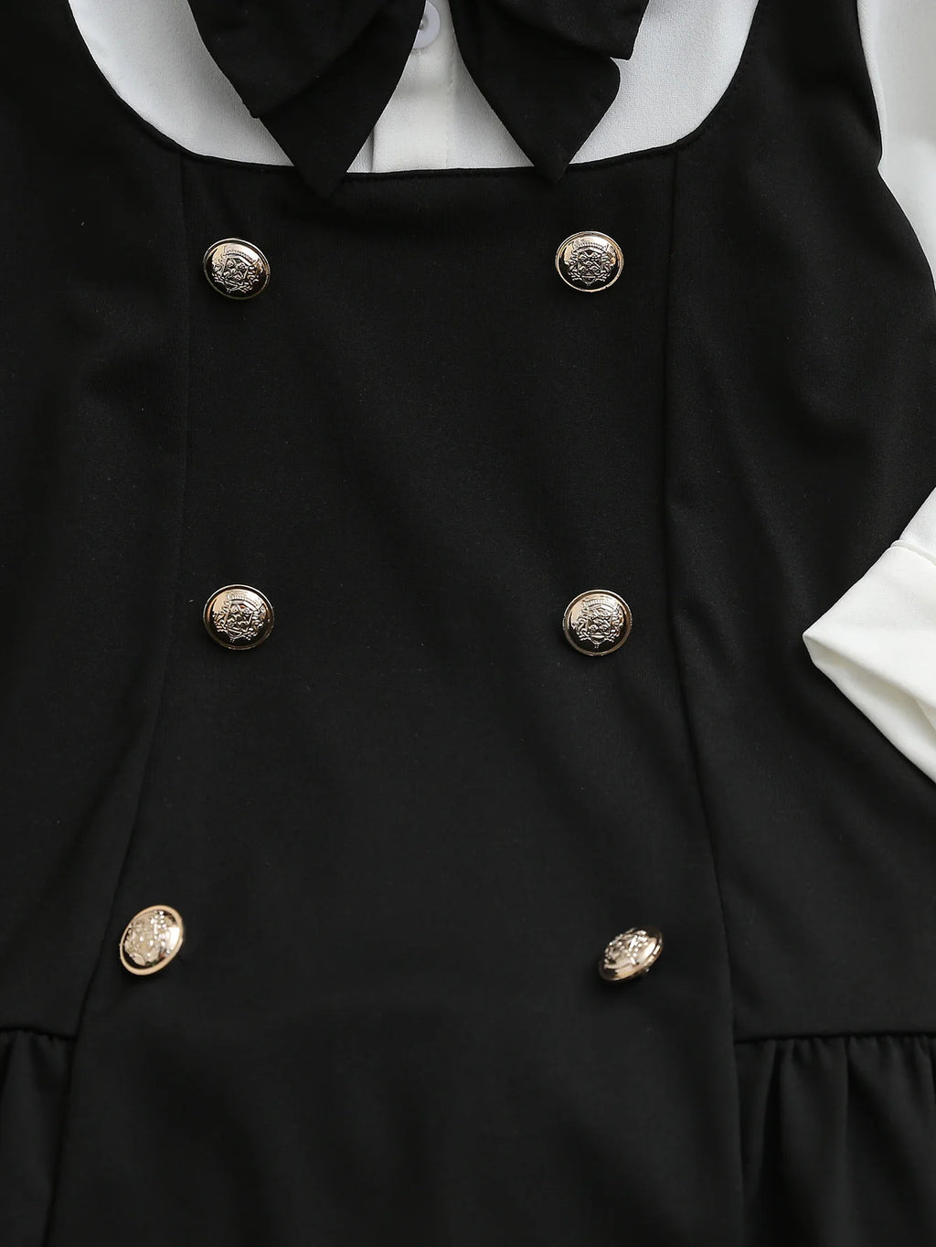 Autumn And Winter Girls' School Style Dress Black And White Contrasting Color Shirt Collar Three-Dimensional Bow Party Dress