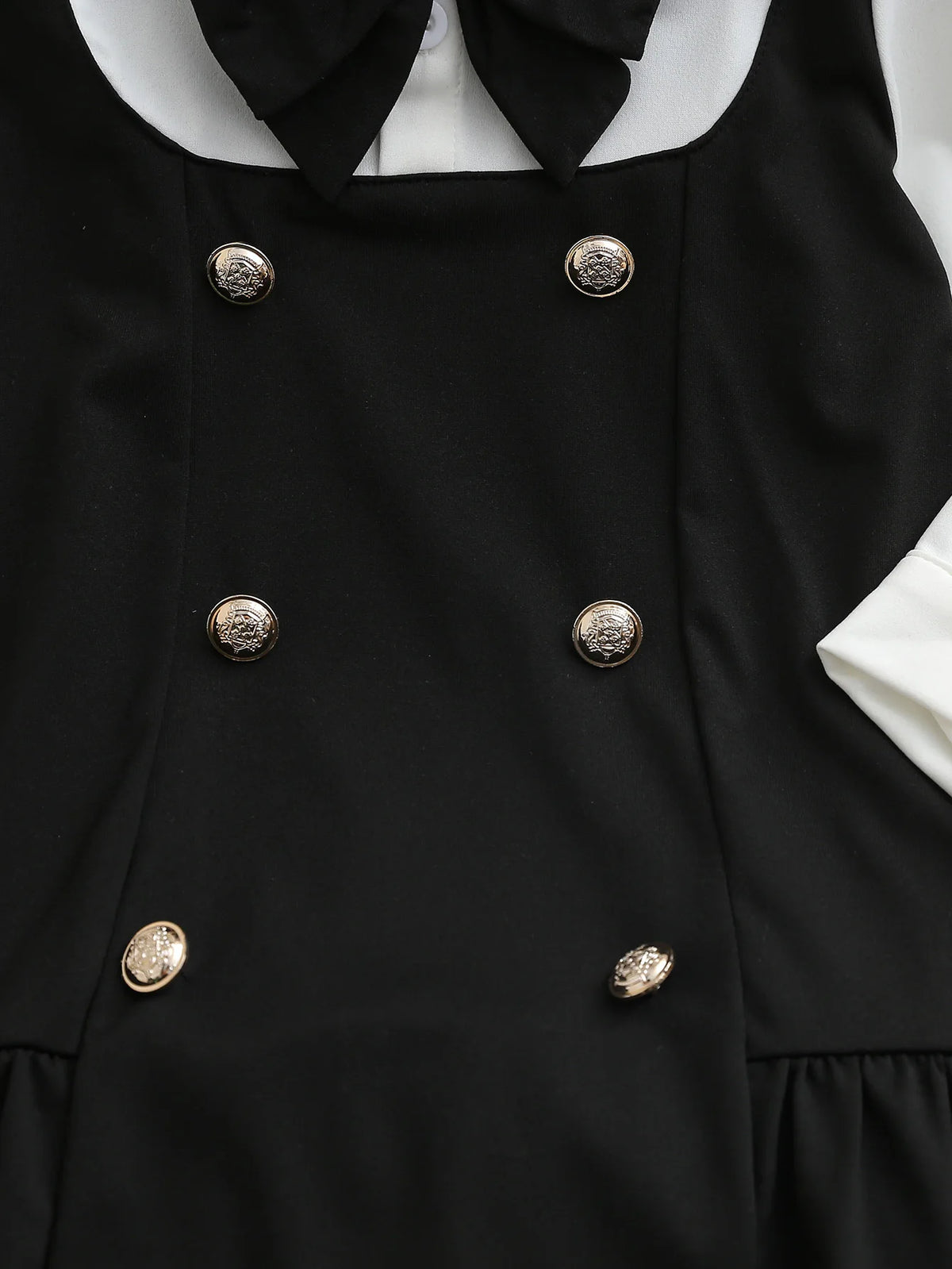 Autumn And Winter Girls' School Style Dress Black And White Contrasting Color Shirt Collar Three-Dimensional Bow Party Dress