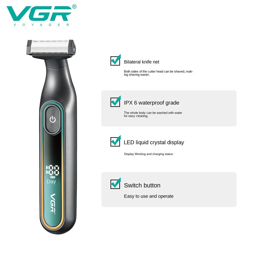 VGR Shaver Professional Shaving Machine Waterproof Beard Shaver Electric Razor LED Hair Trimmer Portable Shaver for Men V-360