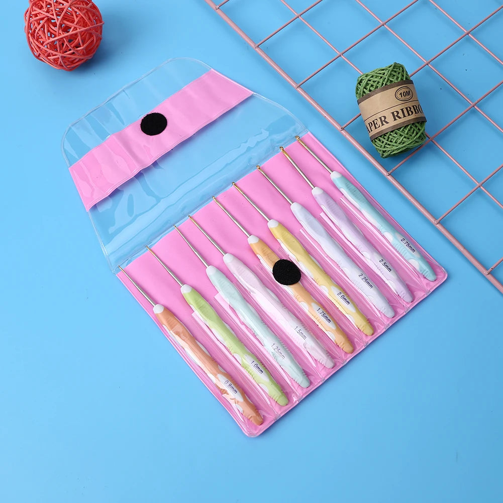 8/9pcs Knitting Needles Set Handmade Crafts Aluminum Crochet Hooks Needles Comfortable Grip Festival Gift for Sewing Weave Tool