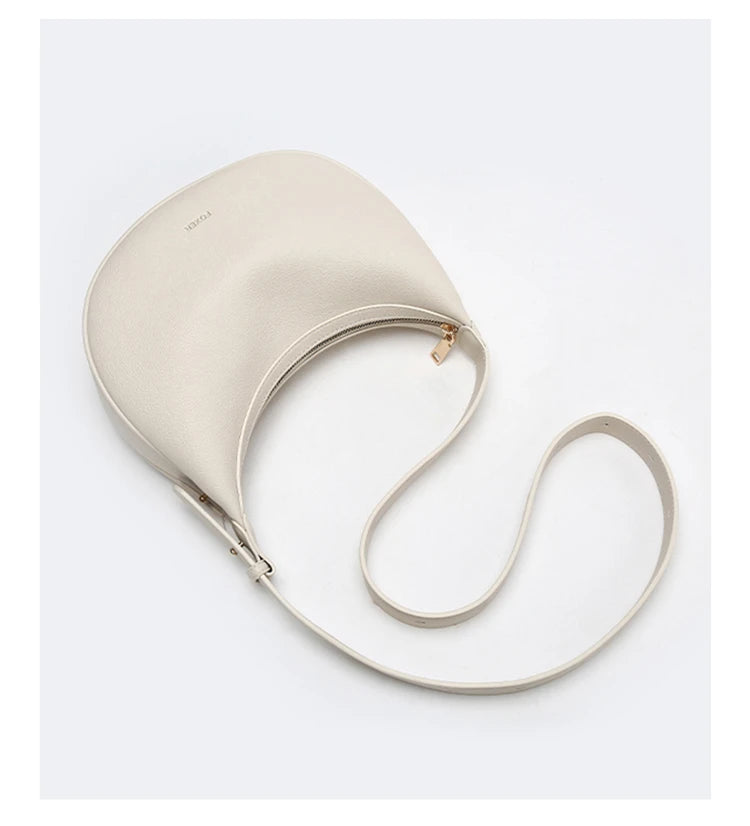 FOXER Brand PU Leather Women's Shoulder Bag Fashion Female Underarm Hobo Bag Crescent Half-moon Bag Travel Small Crossbody Bag