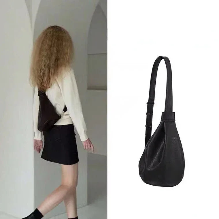 Women Chest Bag PU Bucket Fashion Casual Solid Zipper SOFT Shoulder Bags Crossbody Simple Women Bag Euro-America Style