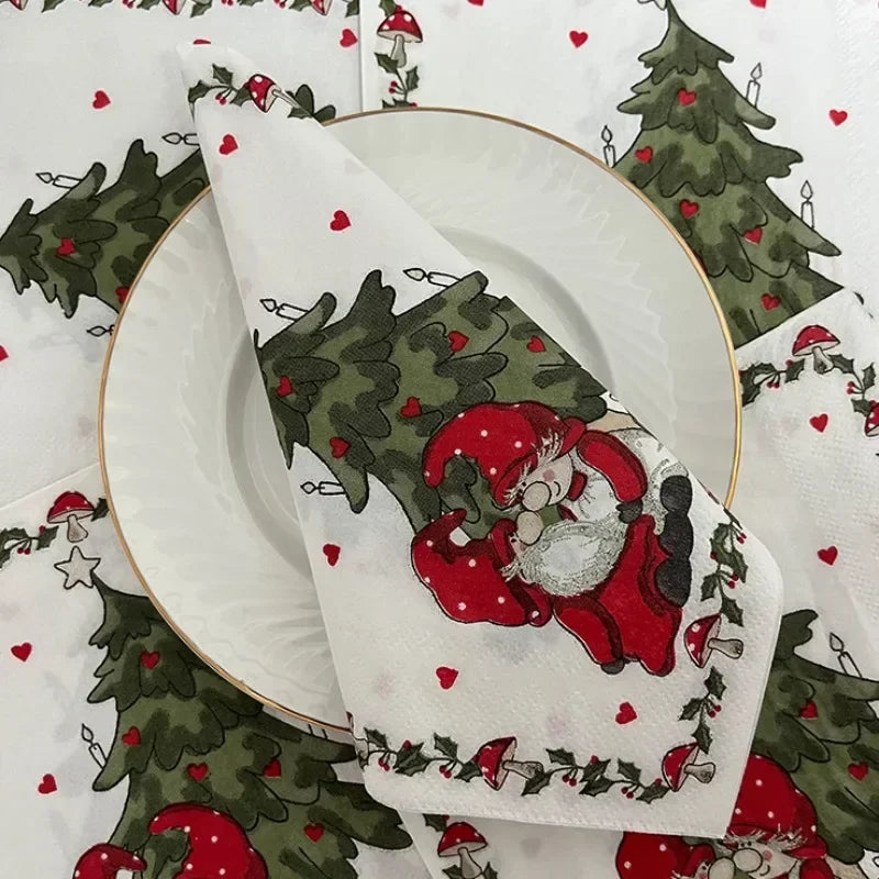 20pcs 33cm New Christmas Party Decoration Paper Christmas Tree Cartoon Father Christmas Granny Love Printed Paper Placemats