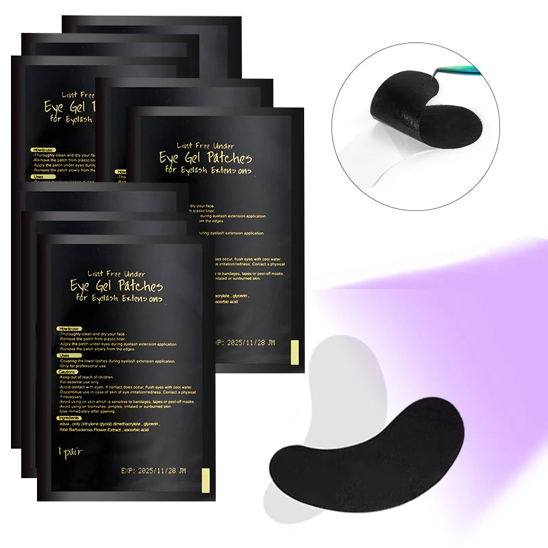 50 Paar fusselfreie Unter-Augen-Gel-Pads, feuchtigkeitsspendende Augen-Papier-Patches, Wimpernverlängerung, Augen-Spitzen-Aufkleber-Wraps, UV-Pads, Make-up-Werkzeug