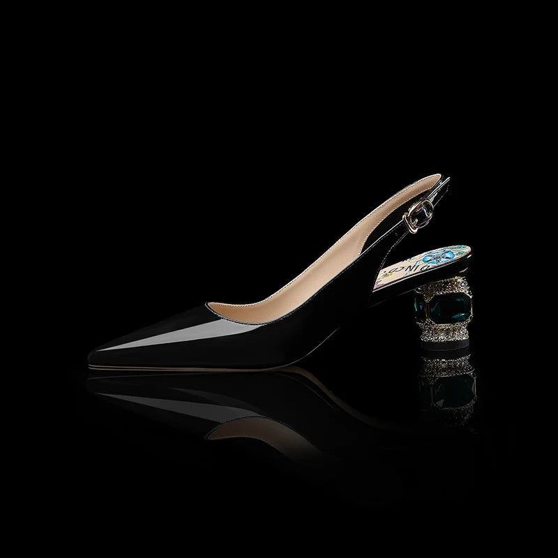 【JOCHEBED HU】2025 Newest Spring Summer Shoes Woman Sexy Brand Genuine Leather Shallow Pumps Pointed-Toes Strange Style  33-46