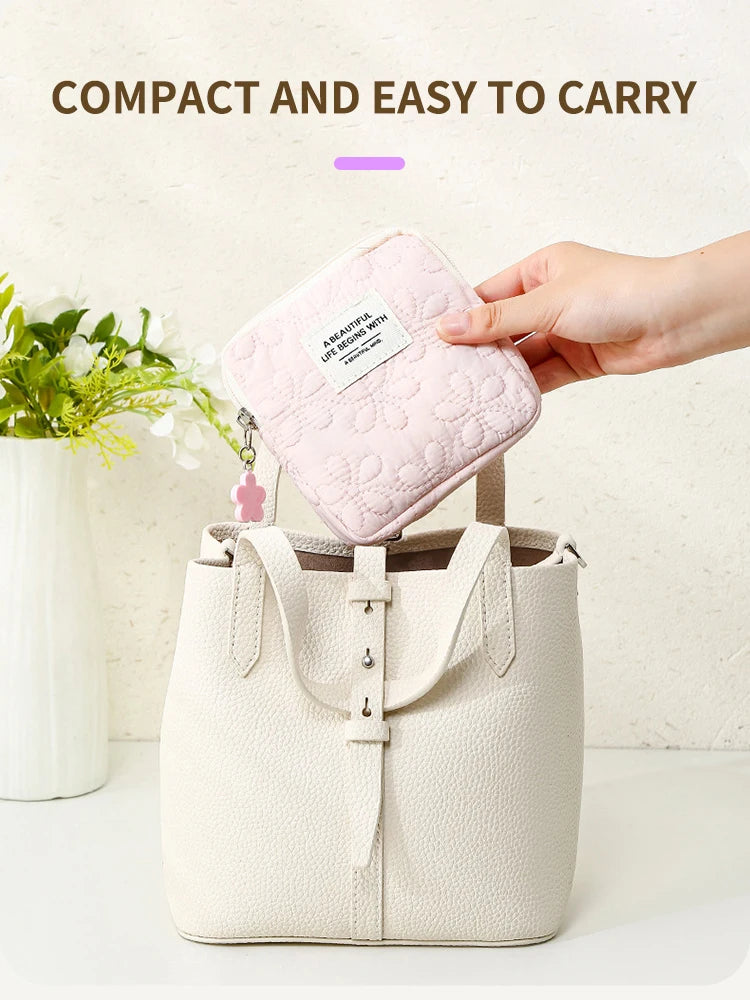 Fashion Women Small Cosmetic Bag Travel Mini Sanitary Napkins Organizer Make Up Coin Money Card Lipstick Storage Pouch Purse Bag