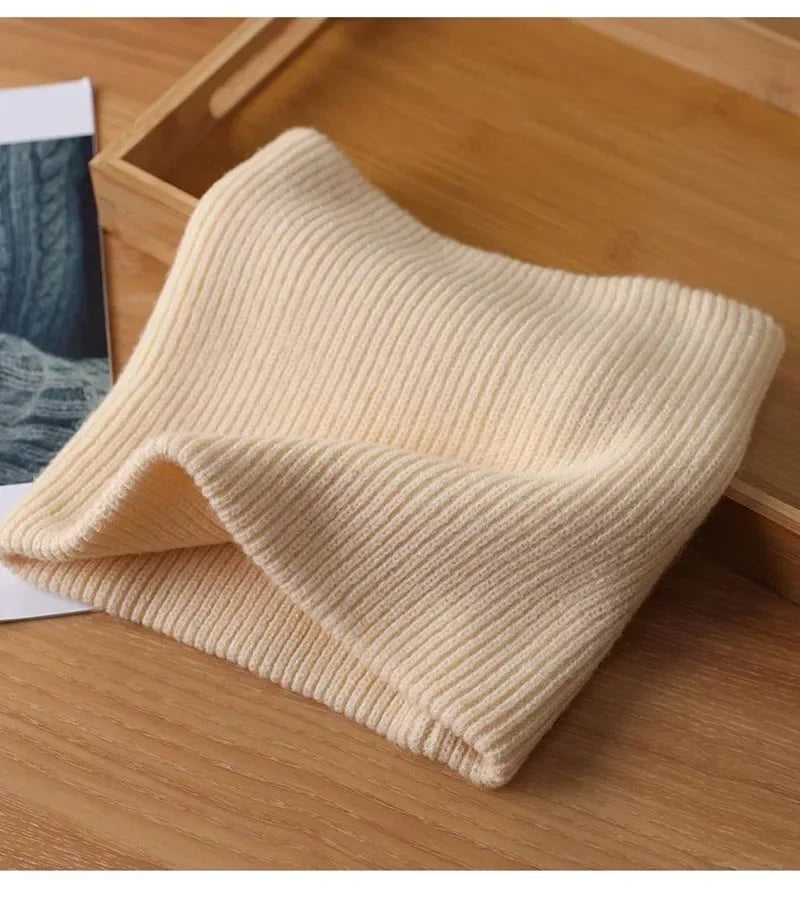Men's Women's Winter Warm Cashmere Scarf Outdoor Sports Windproof Neck Protect Elastic Thick Wool Knit Snood Female Fake Collar