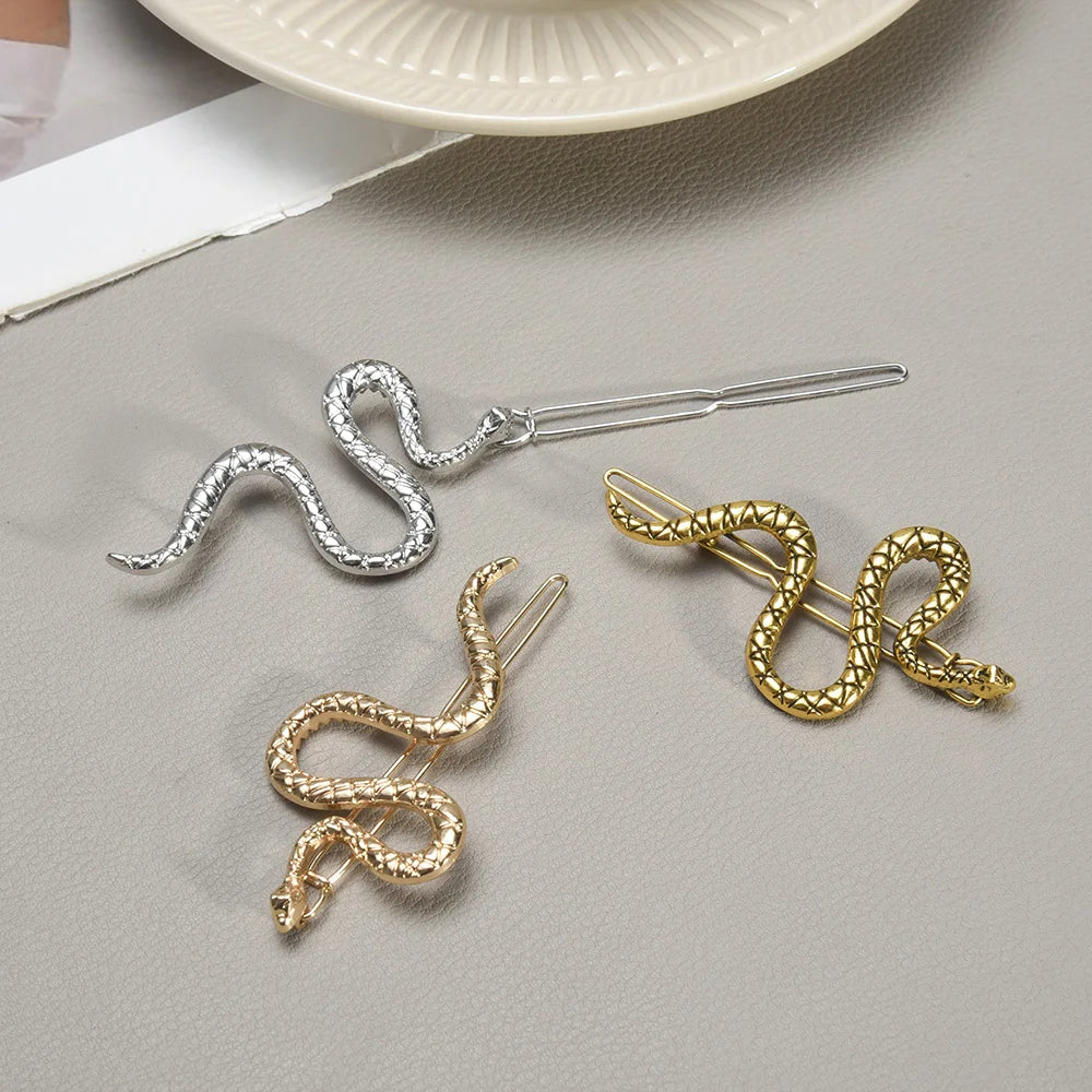 Gothic Punk  Metal Snake Medusa Hairpin Hair Clip for Women Side Bangs Holder Girls Retro Barrettes Jewelry Headwear Accessories