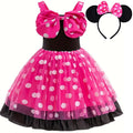 2PCS Baby Outfit Set Girls Polka Dot Princess Dress+Headband For Kids Minni Gown Birthday Christmas Carnival Toddler Clothes